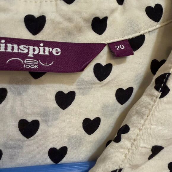 Asos Women's Unique White & Black Heart Print Long Sleeved Work Blouse - Picture 3 of 4